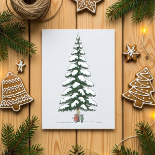 Carte de Noël Artistique avec un Grand Arbre ennei