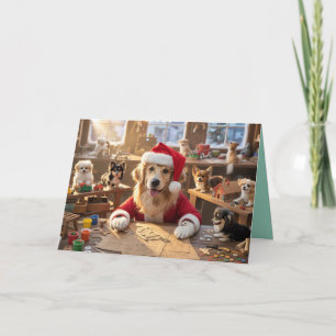 Carte de Noël Atelier du Père Noël Mignonne