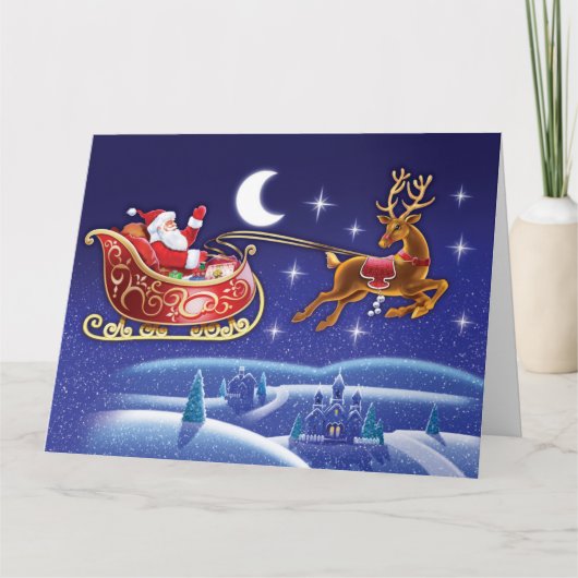 Carte de Noël atmosphérique père Noël & Sleigh (Devant)