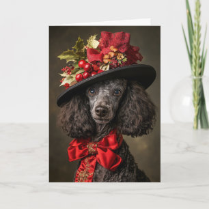 Carte de Noël au caniche Élégant chien victorien