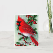 Carte de Noël au cardinal rouge (Devant)