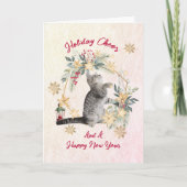 Carte de Noël au chat à l'aquarelle – Création de (Devant)