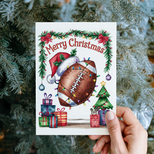 Carte de Noël au football à l'aquarelle
