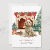 Carte de Noël au Goldendoodle aquarelle (Devant)