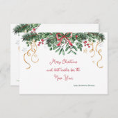 Carte de Noël au Gui et au Pin (Devant / Derrière)