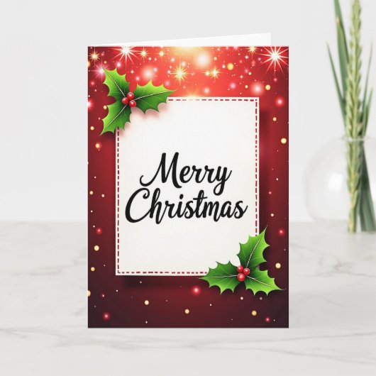 Carte de Noël au houx (Devant)