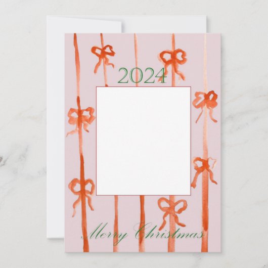 Carte de Noël au nœud rose (Devant)