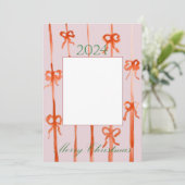 Carte de Noël au nœud rose (Debout devant)