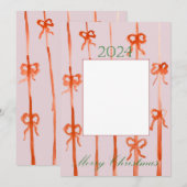 Carte de Noël au nœud rose (Devant / Derrière)