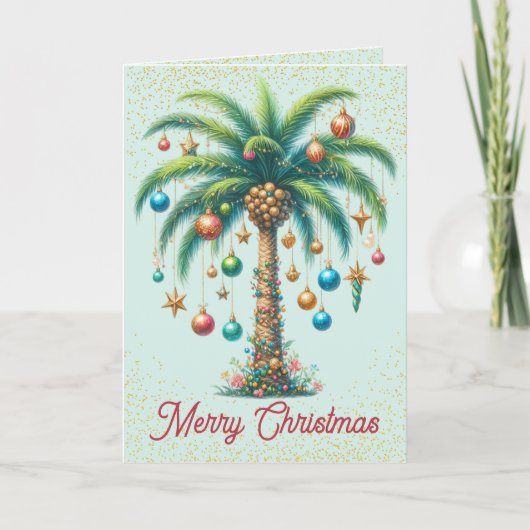 Carte de Noël au palmier tropical (Devant)