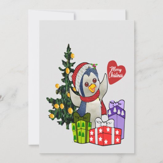 Carte de Noël au pingouin adorable (Devant)