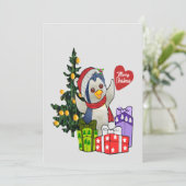 Carte de Noël au pingouin adorable (Debout devant)