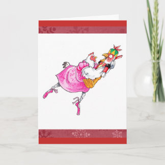 Carte de Noël au poulet de ballet mignonne