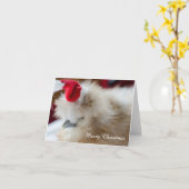 Carte de Noël au poulet Silkie (Fleur jaune)