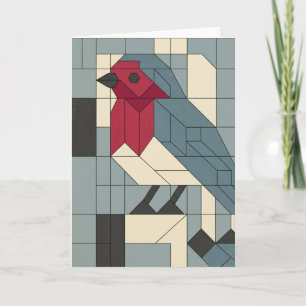 Carte de Noël au rouge-gorge à bloc géométrique