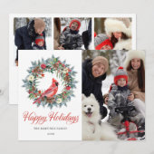 Carte de Noël au rouge-gorge avec 4 PHOTOS Couronn (Devant / Derrière)