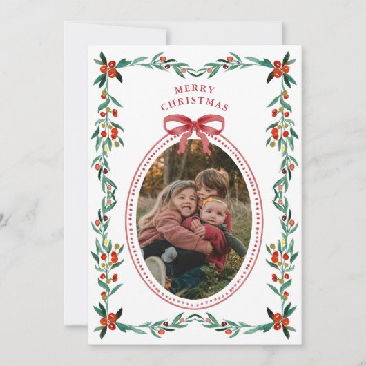 Carte de Noël au ruban vert (Devant)