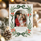 Carte de Noël au ruban vert festif