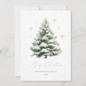 Carte de Noël au sapin de couleur or vert (Devant)