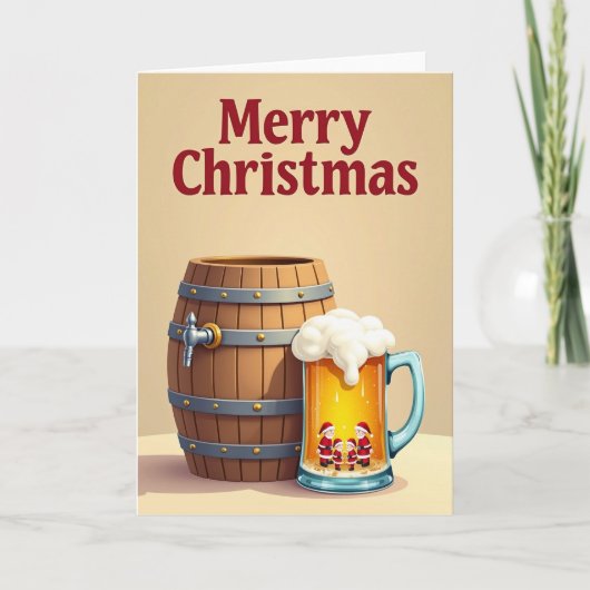 Carte de Noël au tonneau rustique (Devant)