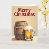Carte de Noël au tonneau rustique (Fleur jaune)