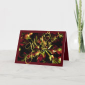 Carte de Noël audacieuse florale rouge vert or (Devant)