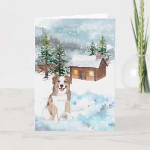 Carte de Noël Australian Shepher (Rouge)