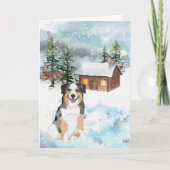 Carte de Noël Australian Shepherd (Bleu) (Devant)