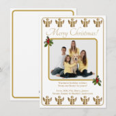 Carte de Noël aux anges dorés avec photo (Devant / Derrière)