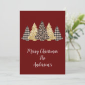 Carte de Noël aux arbres de Noël à carreaux léopar (Debout devant)