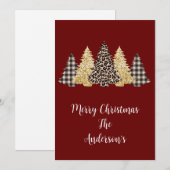 Carte de Noël aux arbres de Noël à carreaux léopar (Devant / Derrière)