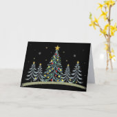 Carte de Noël aux Arbres Décorés Joliment (Fleur jaune)