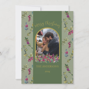 Carte de Noël aux baies aquarelle à l'arche botani