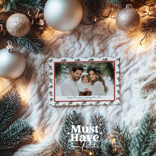 Carte de Noël aux baies rouges et vertes