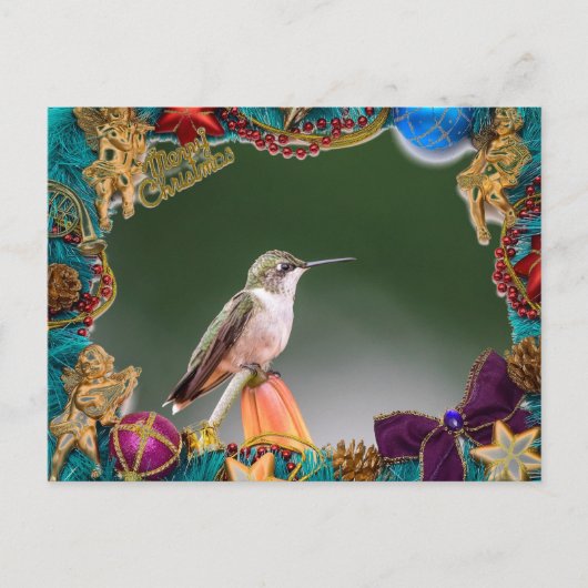 Carte de Noël aux colibris à gorge rubis (Devant)