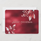 Carte de Noël aux feuilles rouges enneigées (Devant)