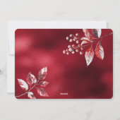 Carte de Noël aux feuilles rouges enneigées (Dos)