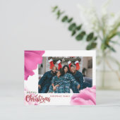 Carte de Noël aux fleurs roses, Carte de vacances  (Debout devant)
