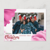 Carte de Noël aux fleurs roses, Carte de vacances  (Devant)