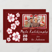 Carte de Noël aux hibiscus rouges (Devant / Derrière)