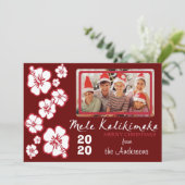 Carte de Noël aux hibiscus rouges (Debout devant)