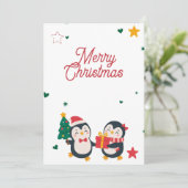 Carte de Noël aux manchots mignons (Debout devant)