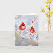 Carte de Noël aux oiseaux d'aquarelle - Vacances é (Fleur jaune)