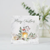 Carte de Noël aux oiseaux de Berry rouge hiver (Debout devant)