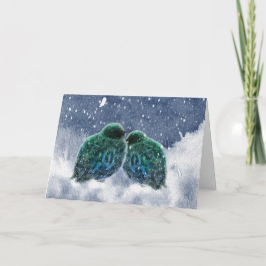 Carte de Noël aux oiseaux d'hiver (Devant)