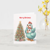 Carte de Noël aux poulets mignons (Fleur jaune)