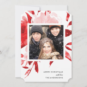 Carte de Noël aux roses florales rouges