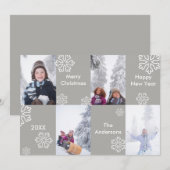 Carte de Noël avec 4 Photos sur Fond Gris (Devant / Derrière)