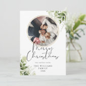 Carte de Noël avec anneau doré et verdure Photo (Debout devant)