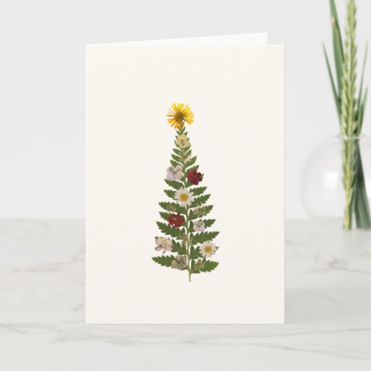 Carte de Noël avec arbre de fleurs pressées (Devant)